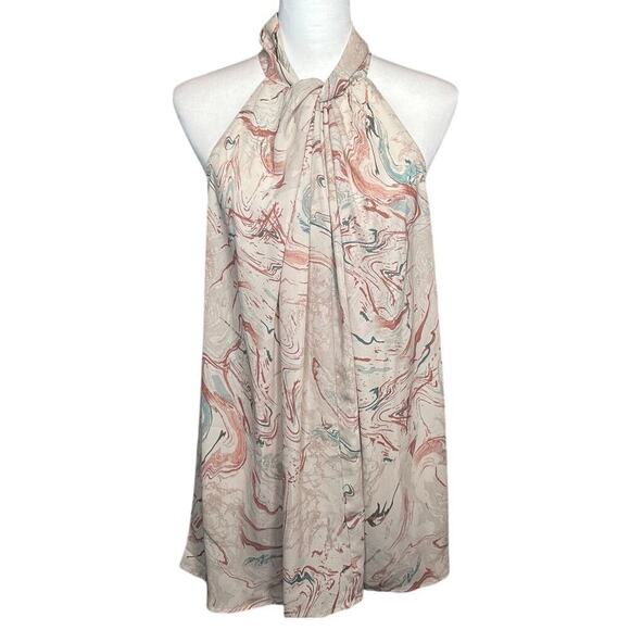 Torrid High Neck Tank Blouse Marble Pattern Cream Teal Rust Color Size 1 (14/16) - Picture 1 of 8